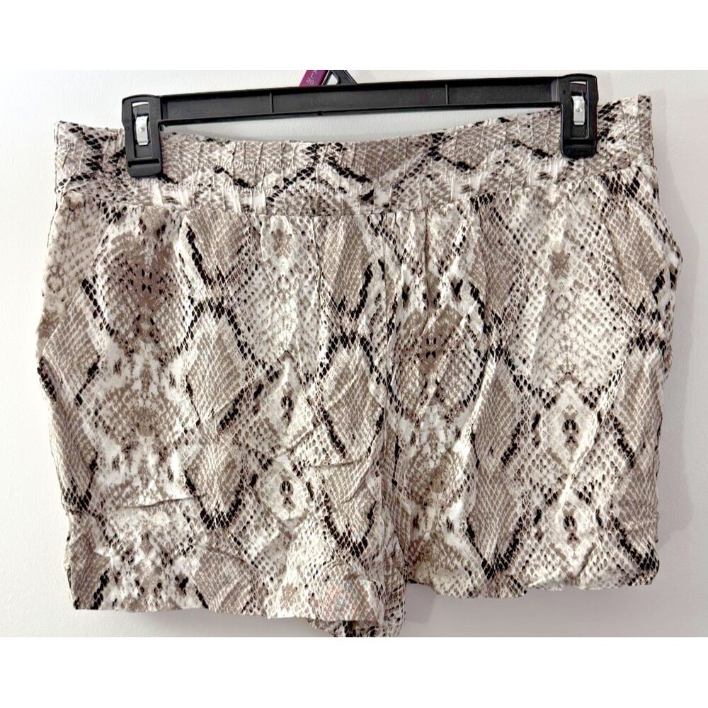 Women's Snakeskin Animal Print Boho Chic Shorts Elastic Waist Large Mobwife L